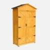 Armadio da giardino in legno di abete con 6 vani portaoggetti, 105x55,5x178,5cm