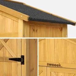 Armadio da giardino in legno di abete con 6 vani portaoggetti, 105x55,5x178,5cm