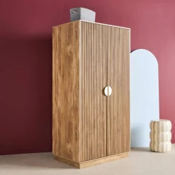 Armadio effetto legno di mango scanalato 2 ante