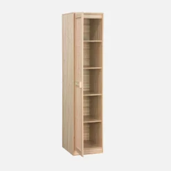 Armadio spogliatoio in legno e canna, 1 anta, 5 ripiani