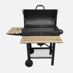 Barbecue a carbone e affumicatore con ruote, ripiani e copertura