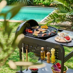Barbecue a carbonella con carrello e coperchio, Ø53cm