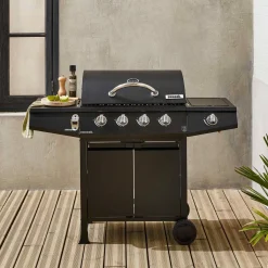 Barbecue a gas a 4 bruciatori con fuoco laterale e mobiletto