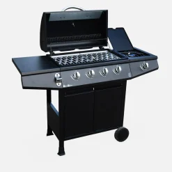 Barbecue a gas a 4 bruciatori con fuoco laterale e mobiletto