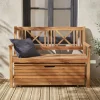 Baule da giardino in legno con rotelle, 110L