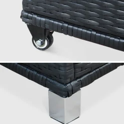 Baule da giardino in resina intrecciata con rotelle e fodera interna, 790L