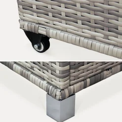 Baule da giardino in resina intrecciata con rotelle e fodera interna, 790L