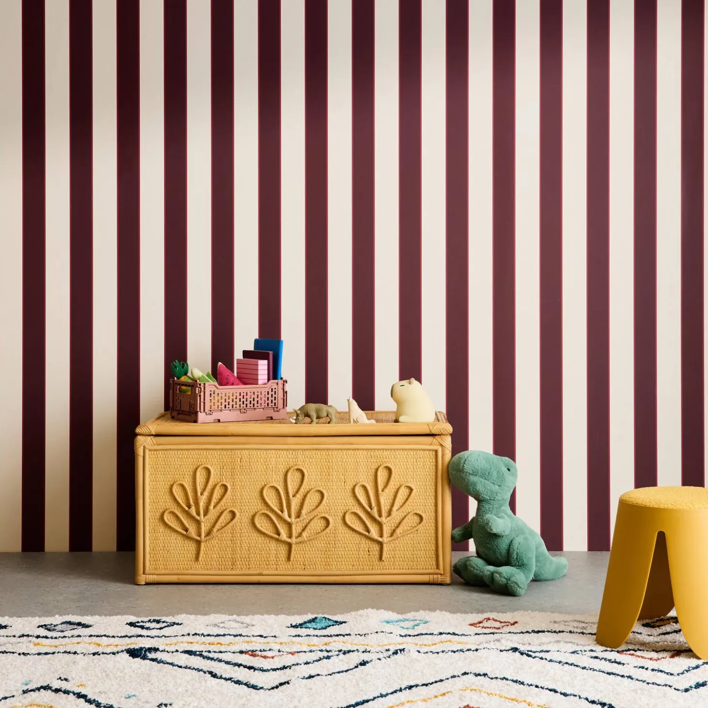 Baule giocattoli per bambini bohémien in rattan