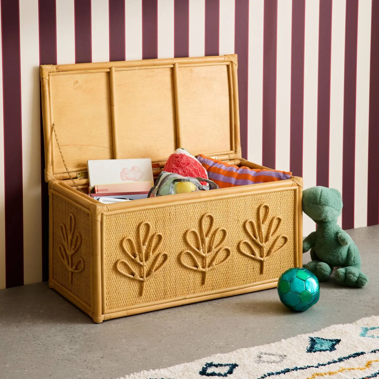 Baule giocattoli per bambini bohémien in rattan