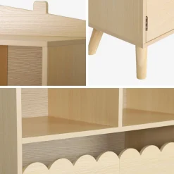 Biblioteca per bambini in legno di pino 2 porte e 4 scaffali