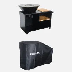 Braciere barbecue con piano di lavoro e copertura, Ø80cm