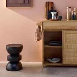 Carrello da cucina decorato in legno con 1 cassetto, 80cm