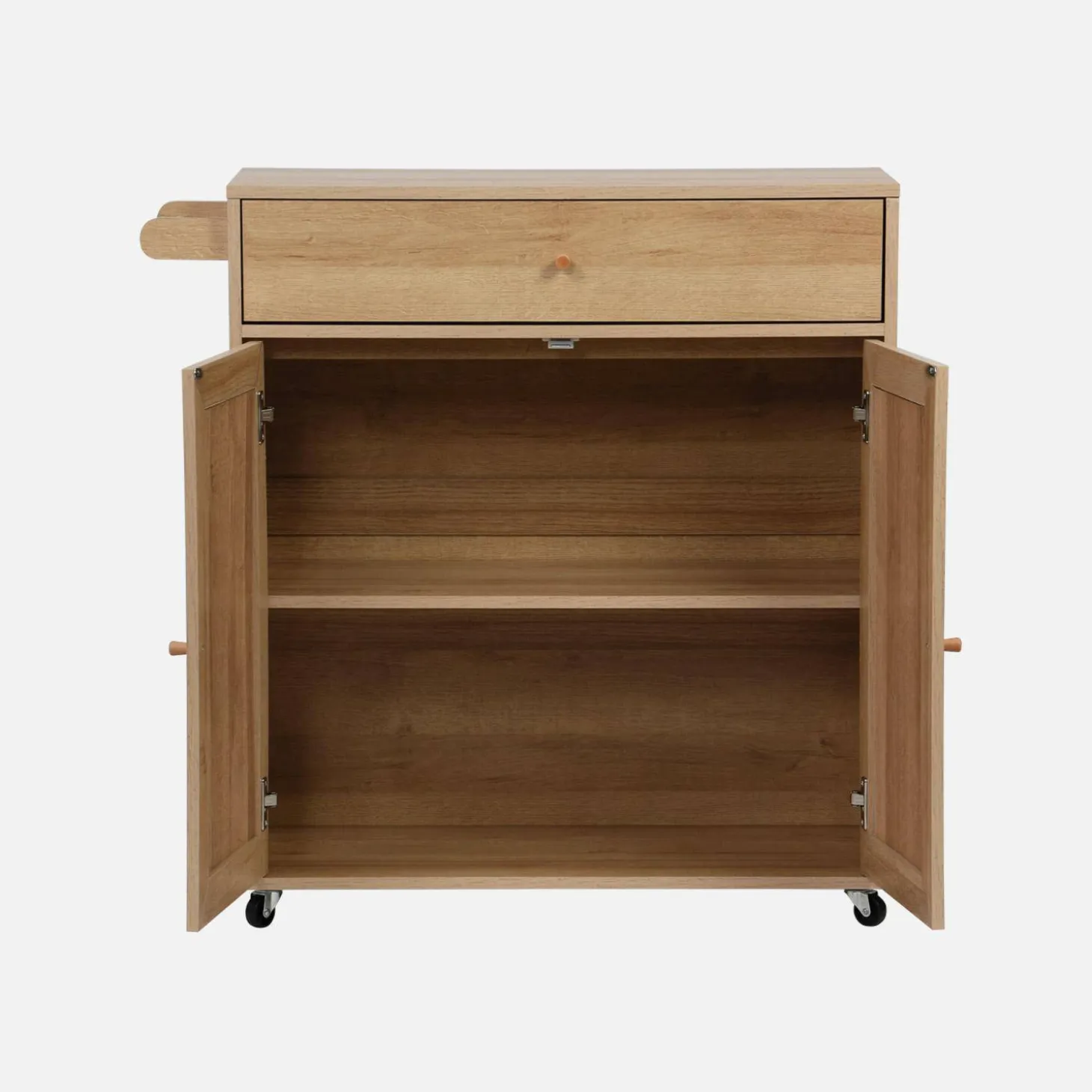 Carrello da cucina decorato in legno con 1 cassetto, 80cm