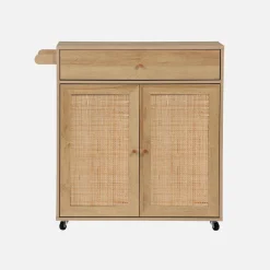 Carrello da cucina decorato in legno con 1 cassetto, 80cm