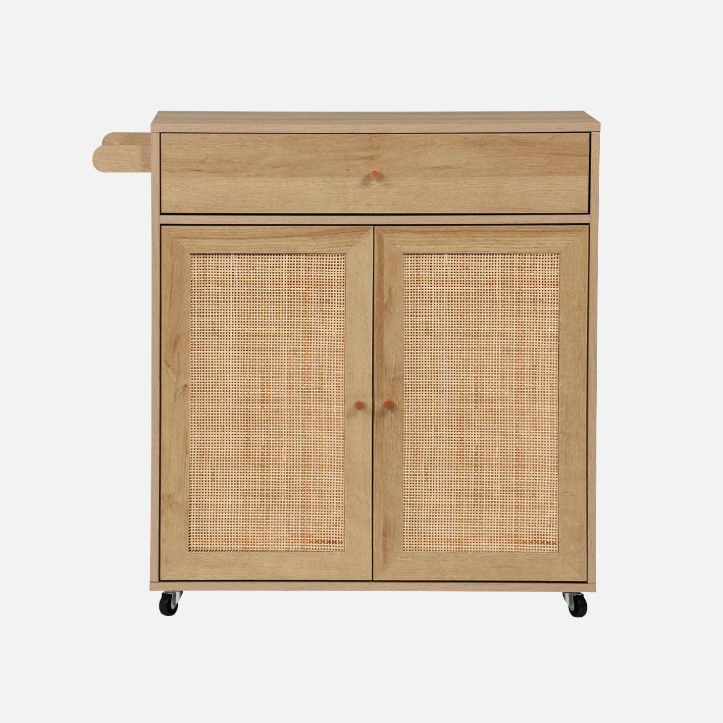 Carrello da cucina decorato in legno con 1 cassetto, 80cm
