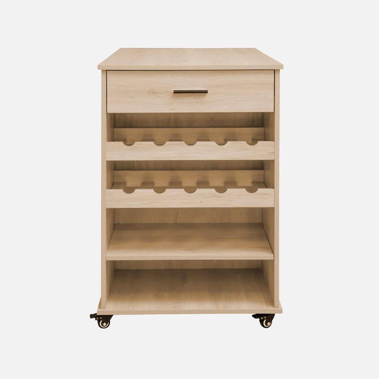 Carrello da cucina effetto legno con portabottiglie, 100cm