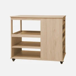 Carrello da cucina effetto legno con portabottiglie, 100cm