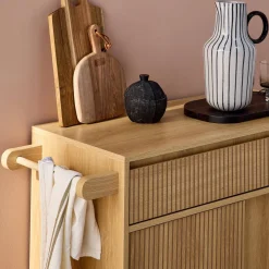 Carrello da cucina in legno decorato con 1 cassetto, 80cm