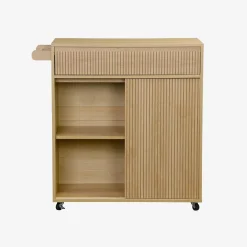 Carrello da cucina in legno decorato con 1 cassetto, 80cm