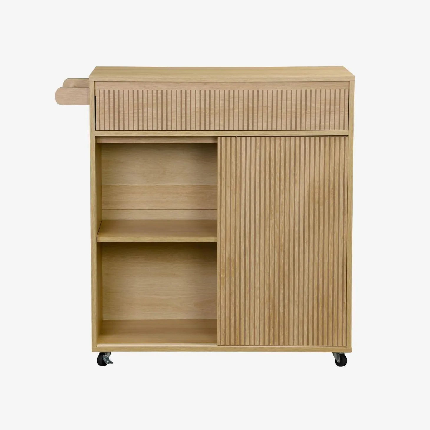 Carrello da cucina in legno decorato con 1 cassetto, 80cm