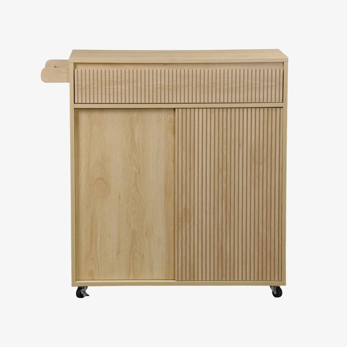 Carrello da cucina in legno decorato con 1 cassetto, 80cm