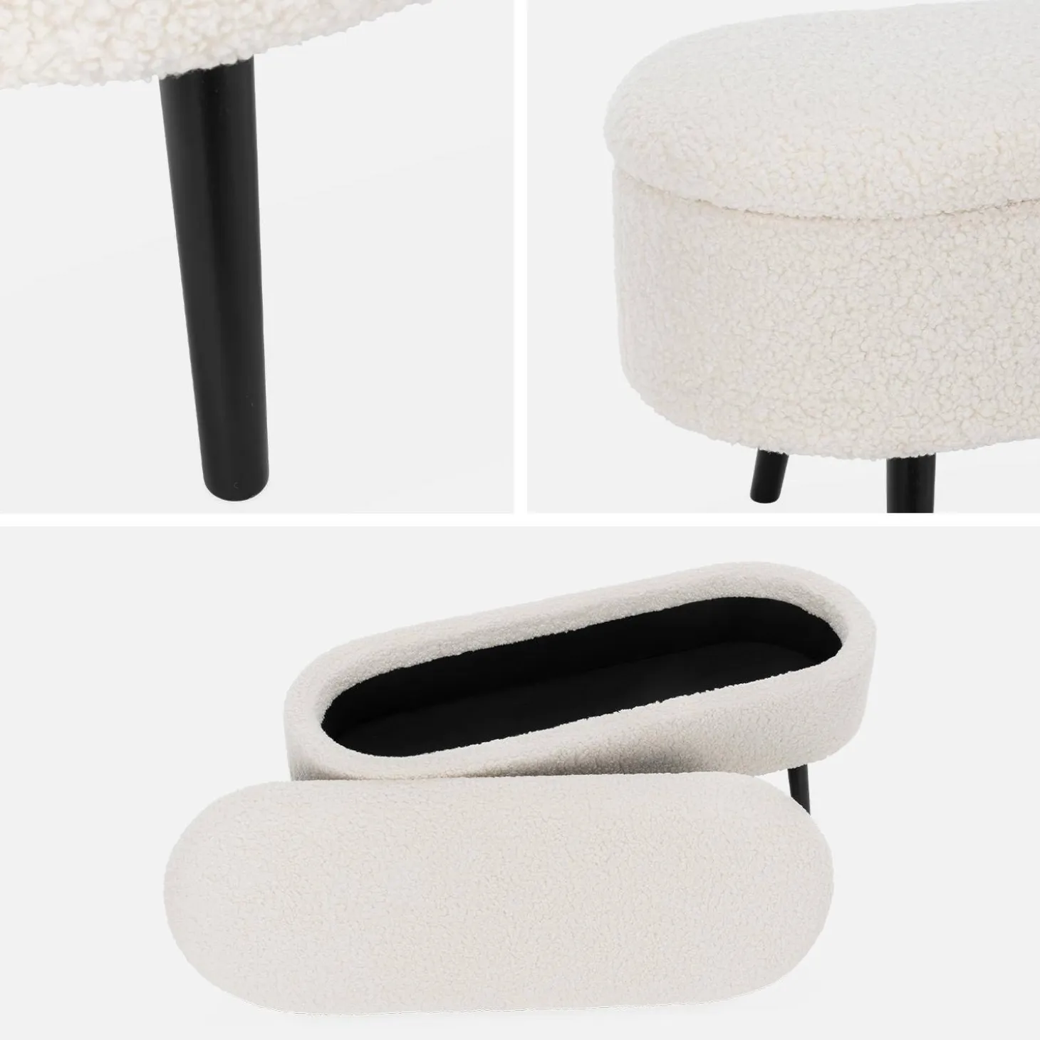 Cassapanca con rivestimento bouclé