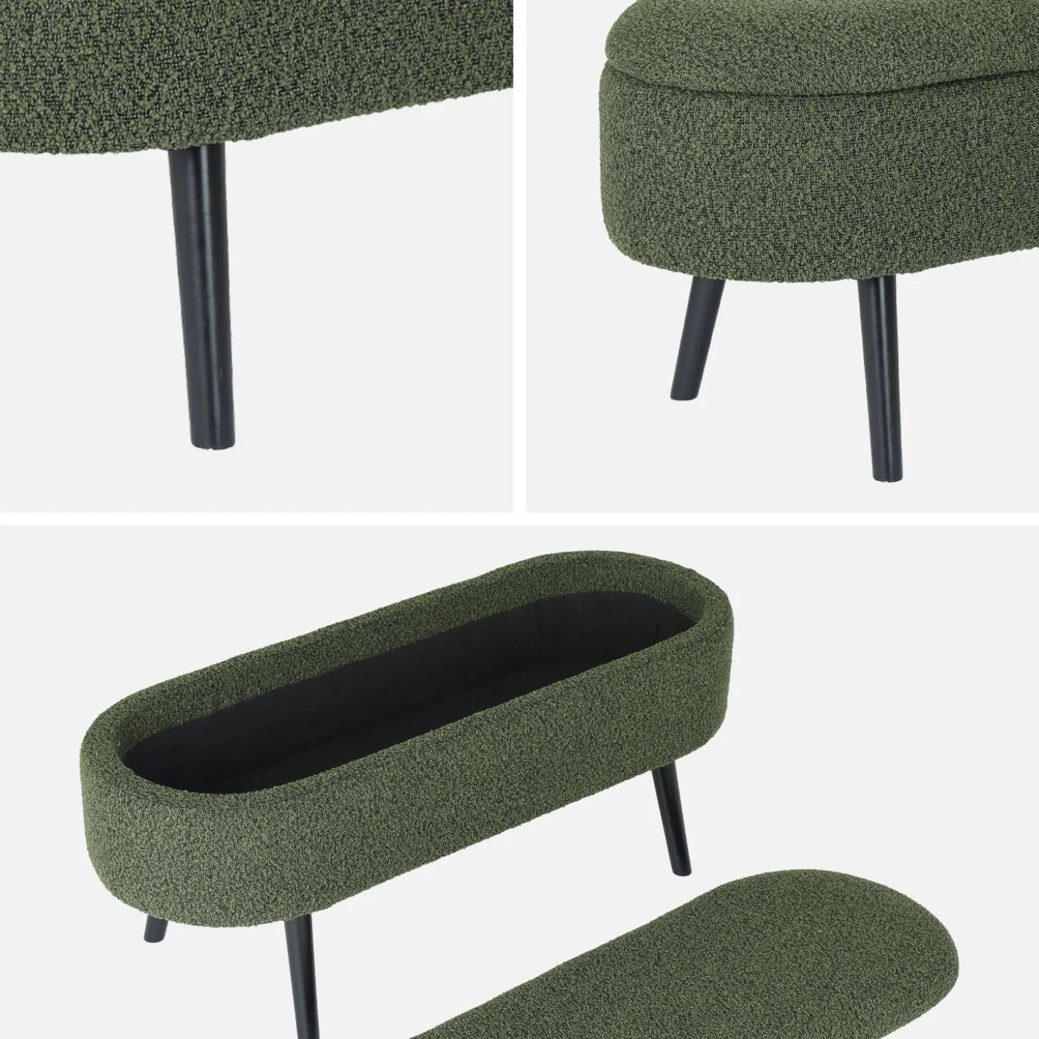 Cassapanca con rivestimento bouclé