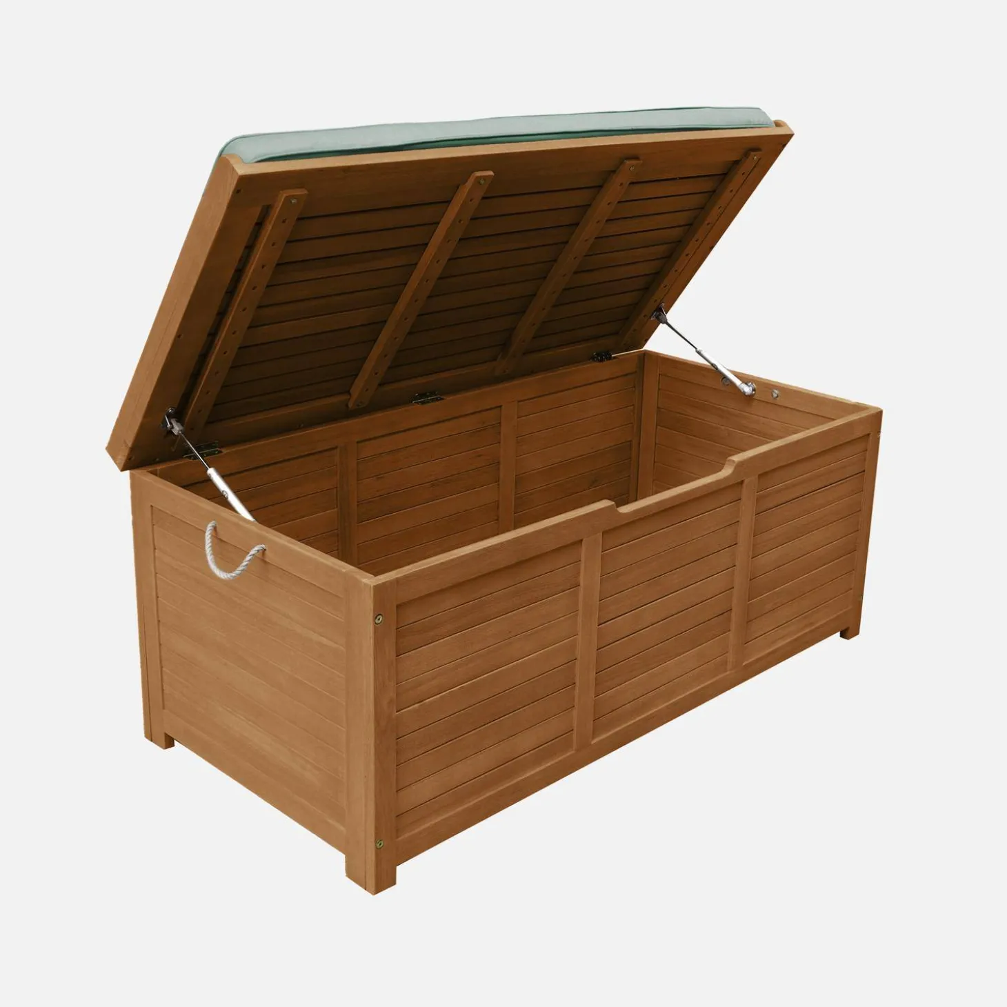 Cassapanca da giardino in legno con maniglie, 200L