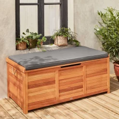 Cassapanca da giardino in legno con maniglie, 200L