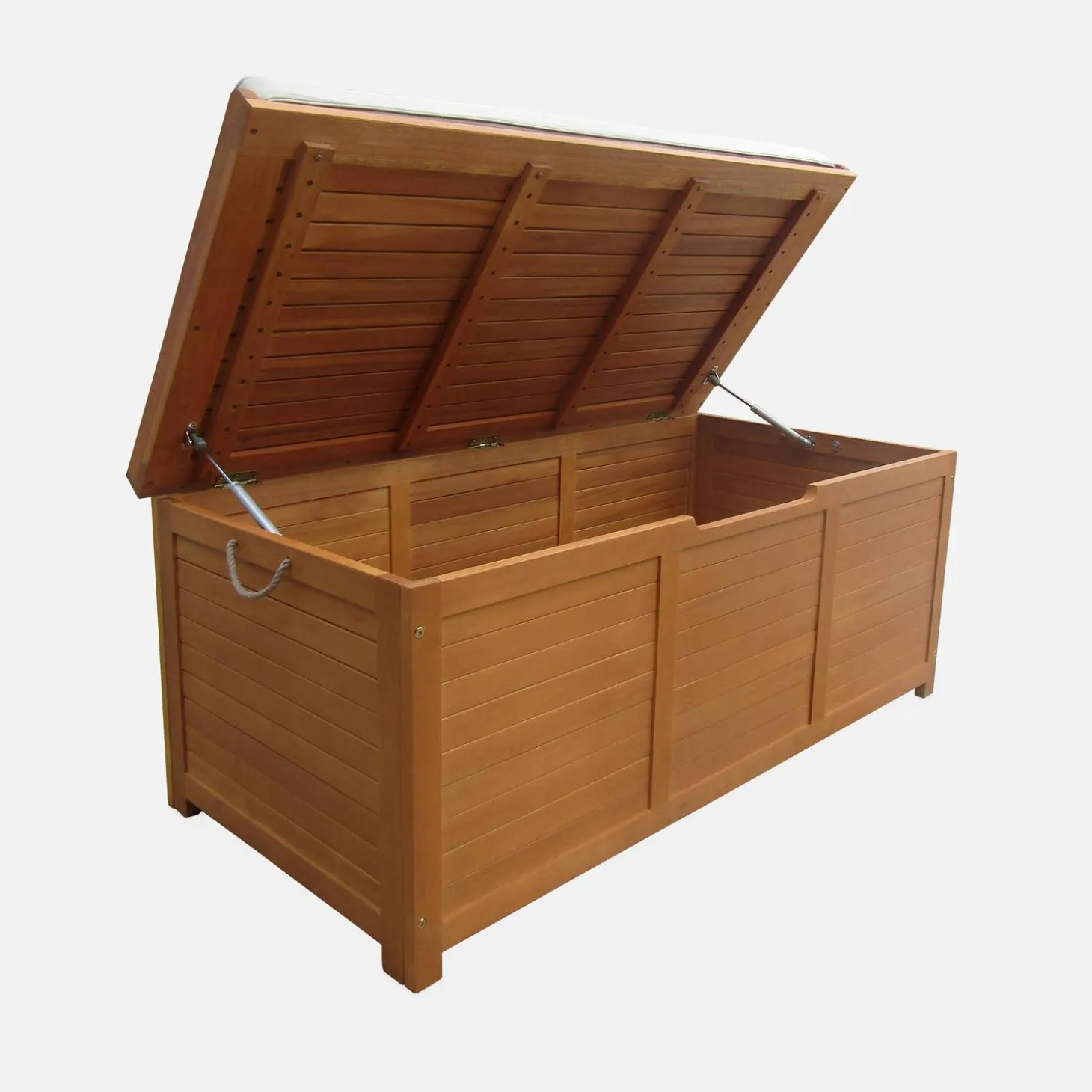 Cassapanca da giardino in legno con maniglie, 200L
