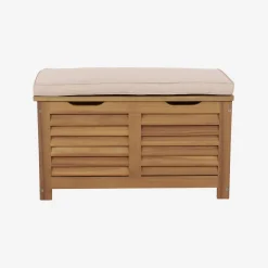 Cassapanca da giardino in legno di acacia con pistoni, 63L