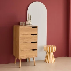 Cassettiera decorata in legno con 4 cassetti