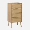 Cassettiera decorata legno con 4 cassetti