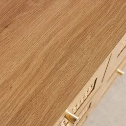 Cassettiera decorativa legno e rattan 6 cassetti