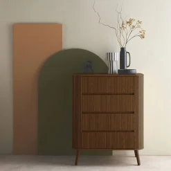 Cassettiera decorazione striata 4 cassetti
