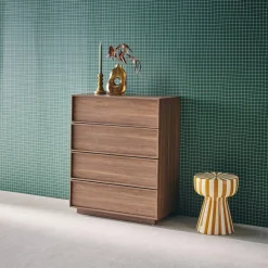 Cassettiera effetto legno 4 cassetti