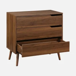 Cassettiera effetto legno di noce, 3 cassetti