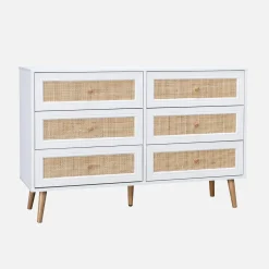 Cassettiera effetto legno e canna a 6 cassetti