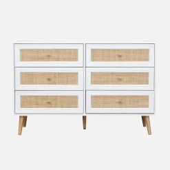 Cassettiera effetto legno e canna a 6 cassetti