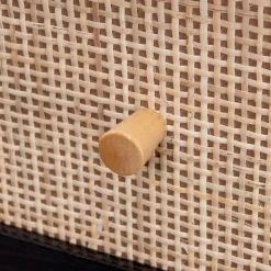 Cassettiera effetto legno e canna 3 cassetti