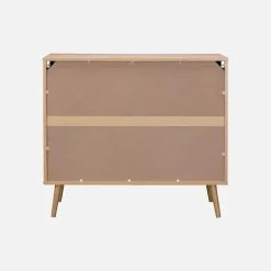 Cassettiera in legno e canna intrecciata, 3 cassetti