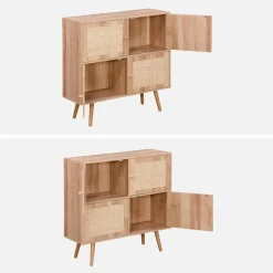 Cassettiera per bambini a 4 ante effetto legno