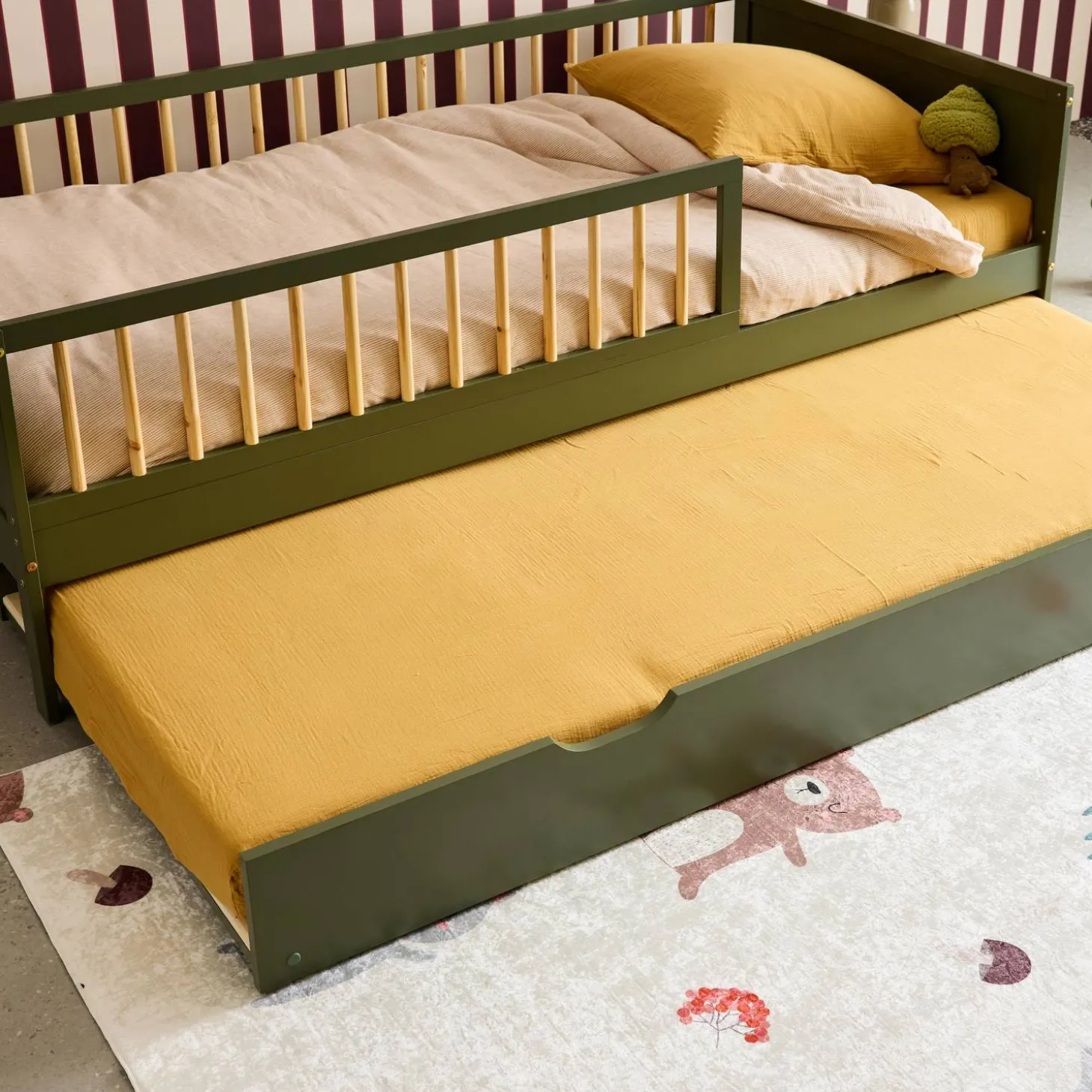 Cassetto letto per bambini Roya in legno di pino naturale