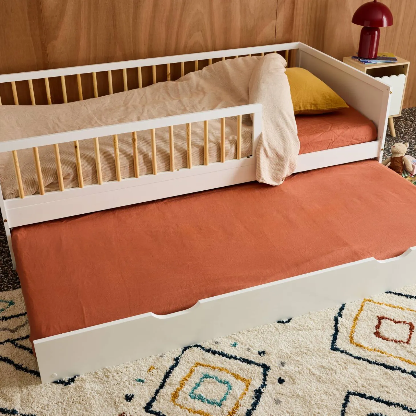 Cassetto letto per bambini Roya in legno di pino naturale