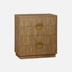 Cassettone con effetto legno di mango a 4 cassetti