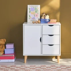 Cassettone per bambini, 1 anta e 3 cassetti