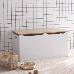 Cassettone per giochi effetto legno bianco