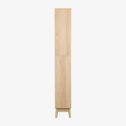 Colonna di stoccaggio decorativa in legno con 3 ripiani e 2 cassetti