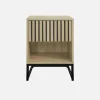Comodino contemporaneo effetto legno scanalato con 1 cassetto