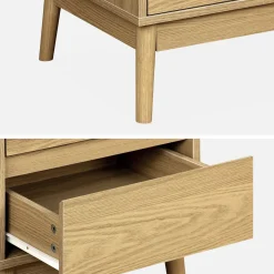 Comodino effetto legno con due cassetti